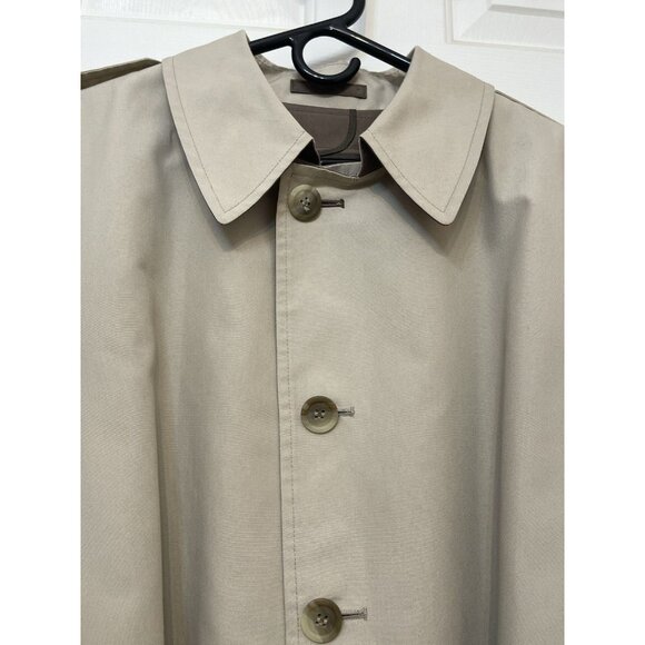 London Fog Men's Trench Coat Pea coat Zip Out Lining Size 42 Reg Tan VTG - Picture 5 of 16